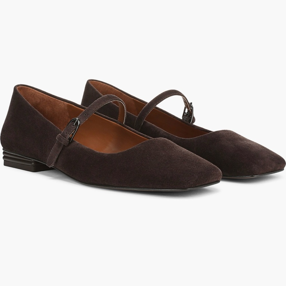 Franco Sarto Tinsley Square Toe Mary Jane Flats Hickory Brown Size 10 NWT
